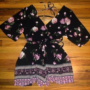 Floral black romper